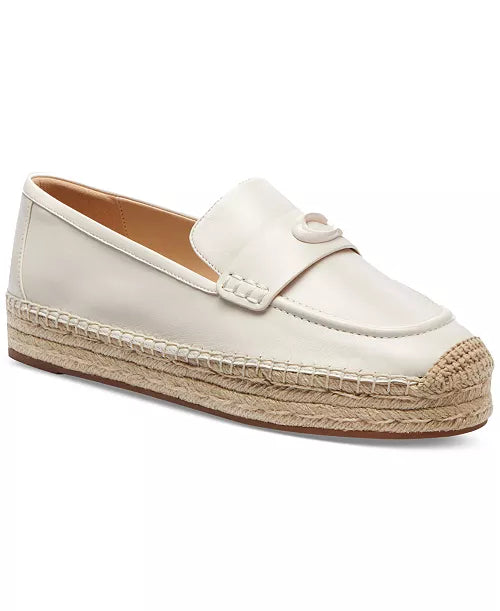Logo Leather Platform Espadrilles