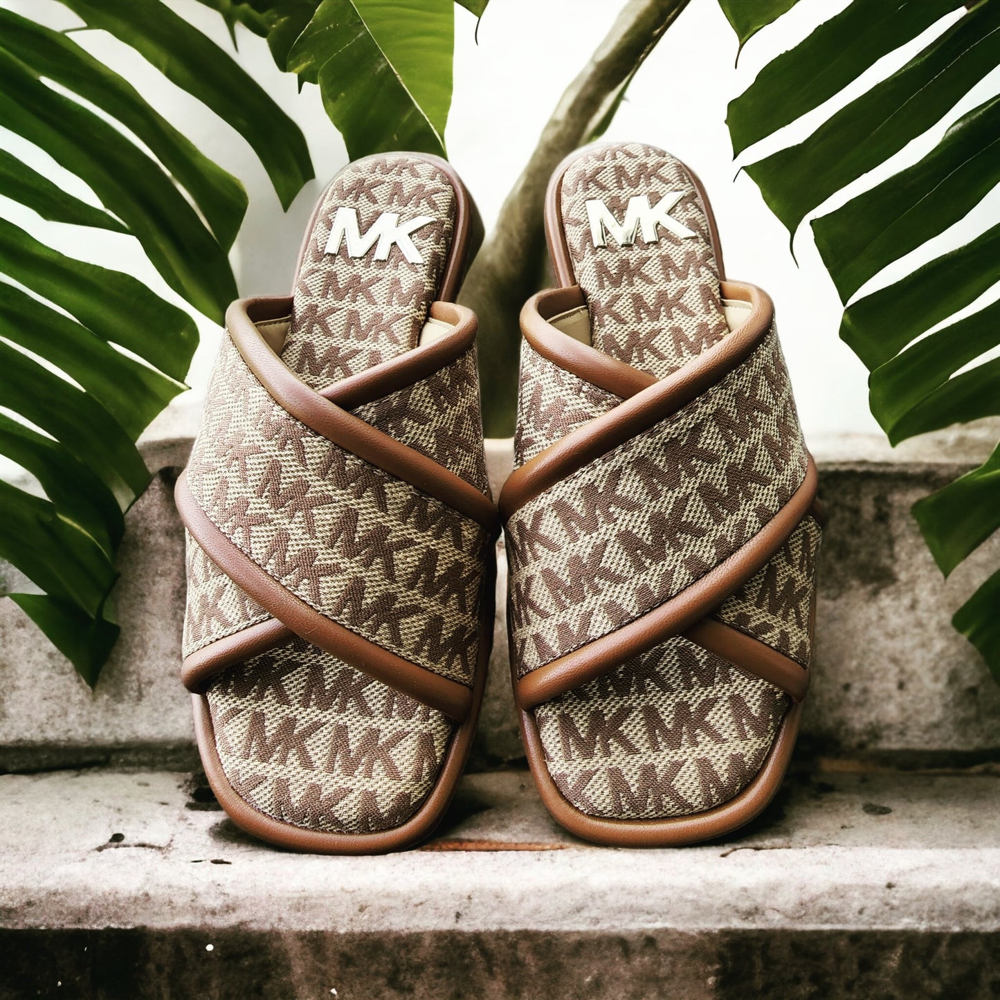 Monogram Criss-Cross Slides