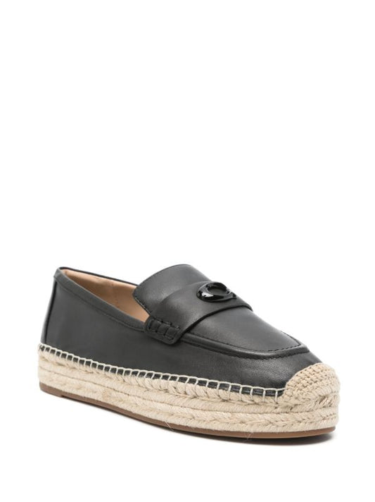 Logo Leather Platform Espadrilles