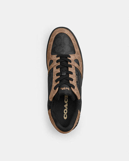 Coach Court Low Top Sneakers – Black/Tan Signature
