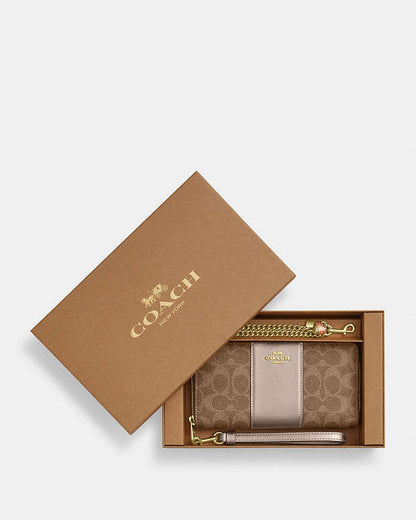 Boxed Long Zip Around Wallet In Signature Canvas